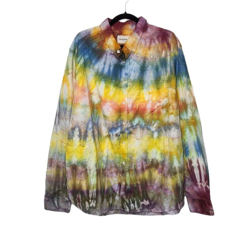 Ice Tie Dye Custom Earth Tones Nature Long Sleeve Button Shirt Art Watercolor